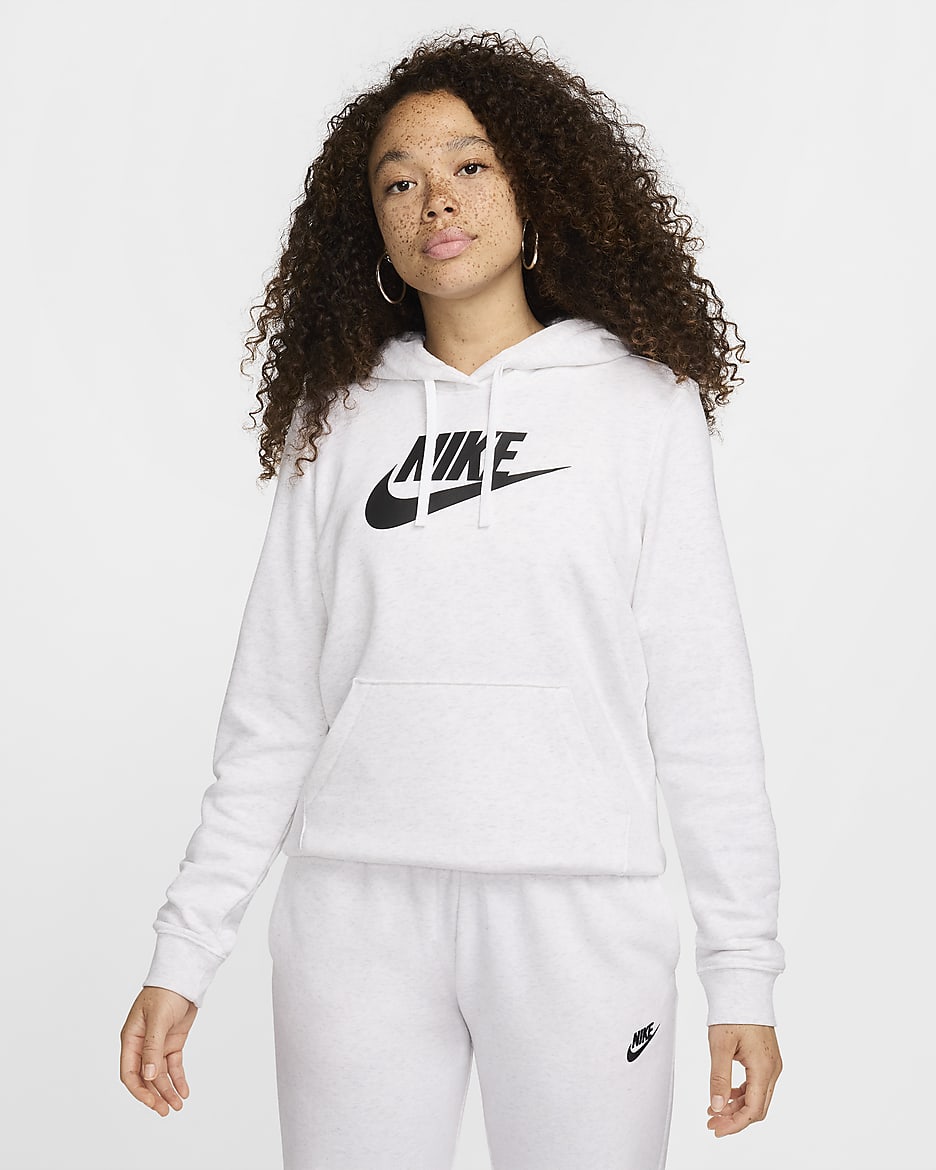 Sudadera con gorro sin cierre con logotipo para mujer Nike Sportswear Club Fleece - Abedul jaspeado/Negro