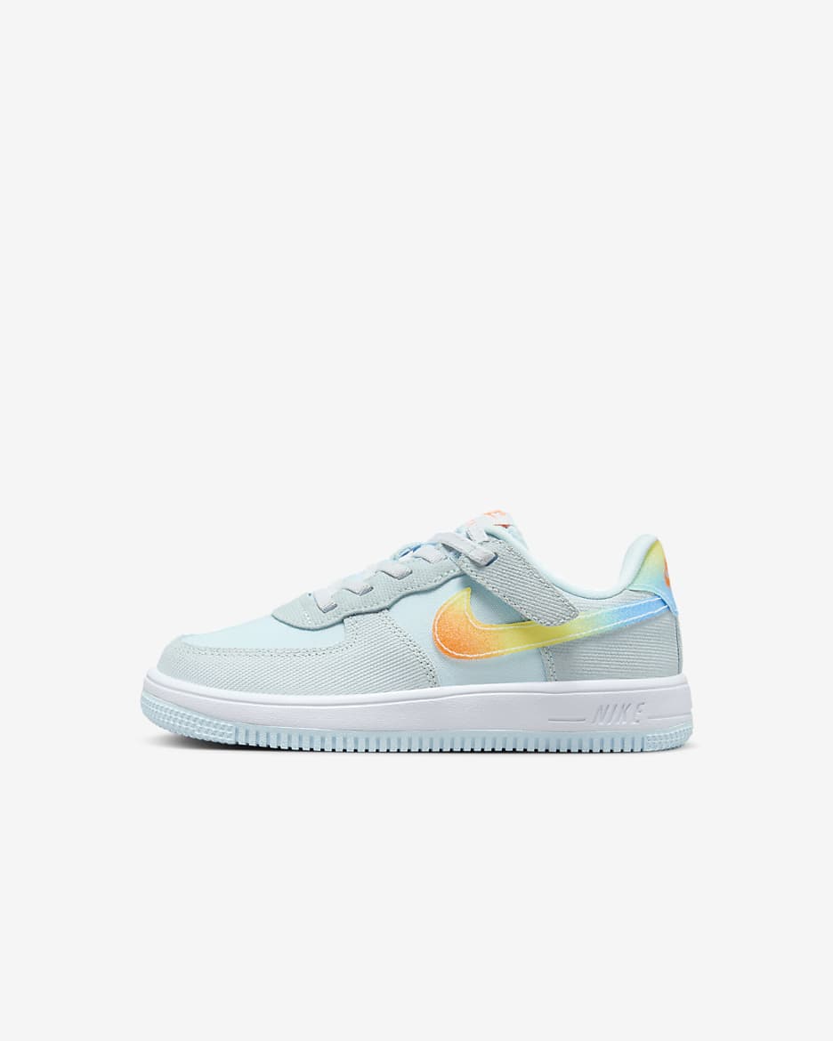 Nike Force 1 Low EasyOn Younger Kids' Shoes - Glacier Blue/Light Lemon Twist/Aquarius Blue/Total Orange