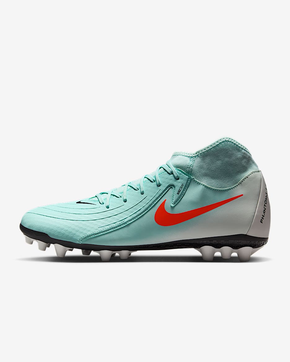 Nike Phantom Luna 2 Academy AG High-Top Soccer Cleats - Mint/Off Noir/Atomic Red
