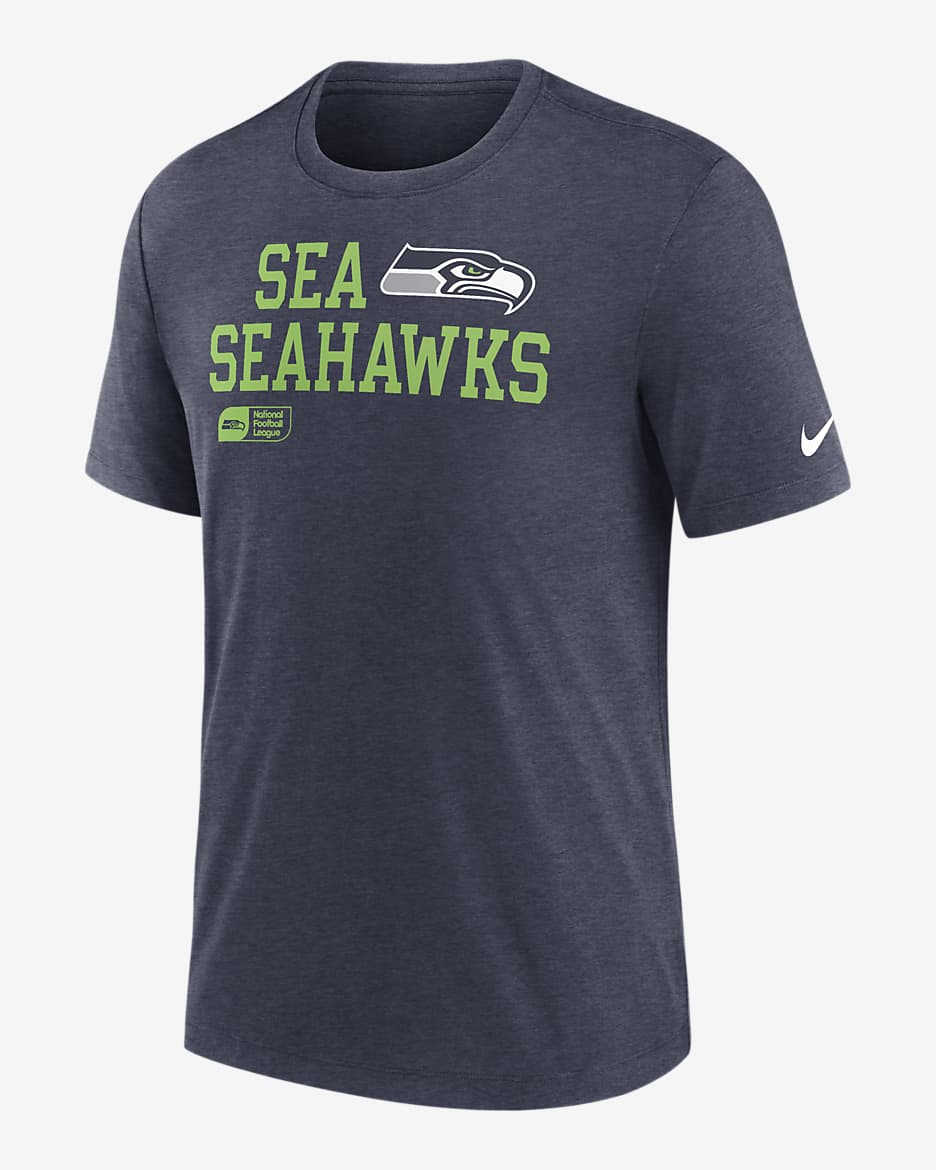 Seattle Seahawks Overlap Lockup Men's Nike NFL T-Shirt - Navy