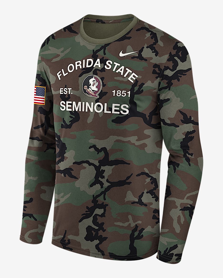 Florida State 2025 Military Appreciation Legend Men's Nike Dri-FIT College Long-Sleeve T-Shirt - Olive