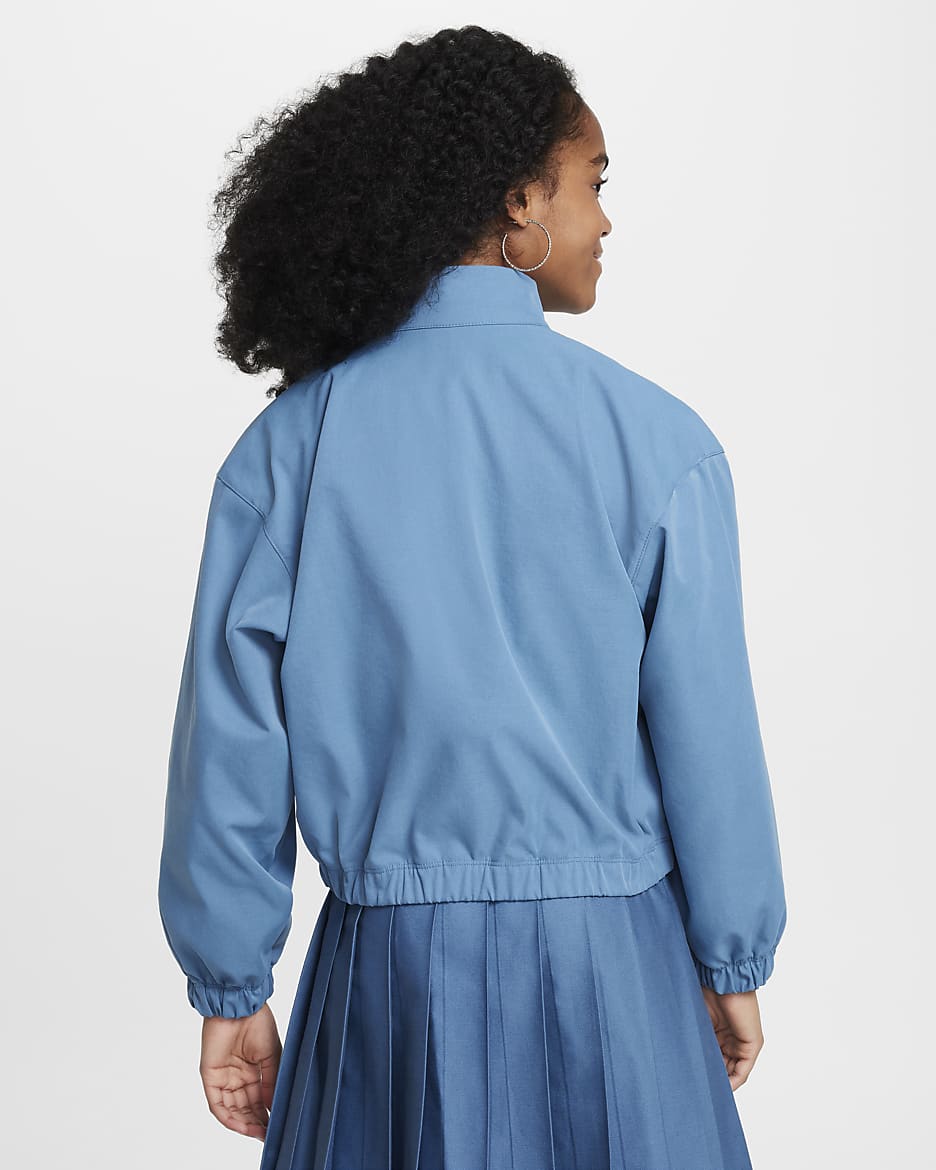 Nike Sportswear Girls' Oversized Lightweight Jacket - Aegean Storm/White