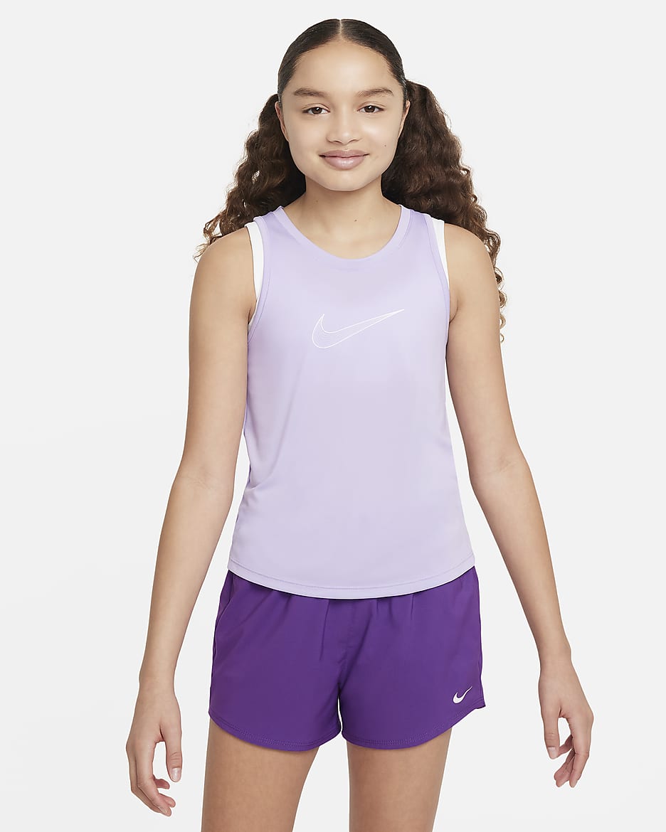 Nike One Camiseta de tirantes de entrenamiento Dri-FIT - Niña - Hydrangeas/Blanco