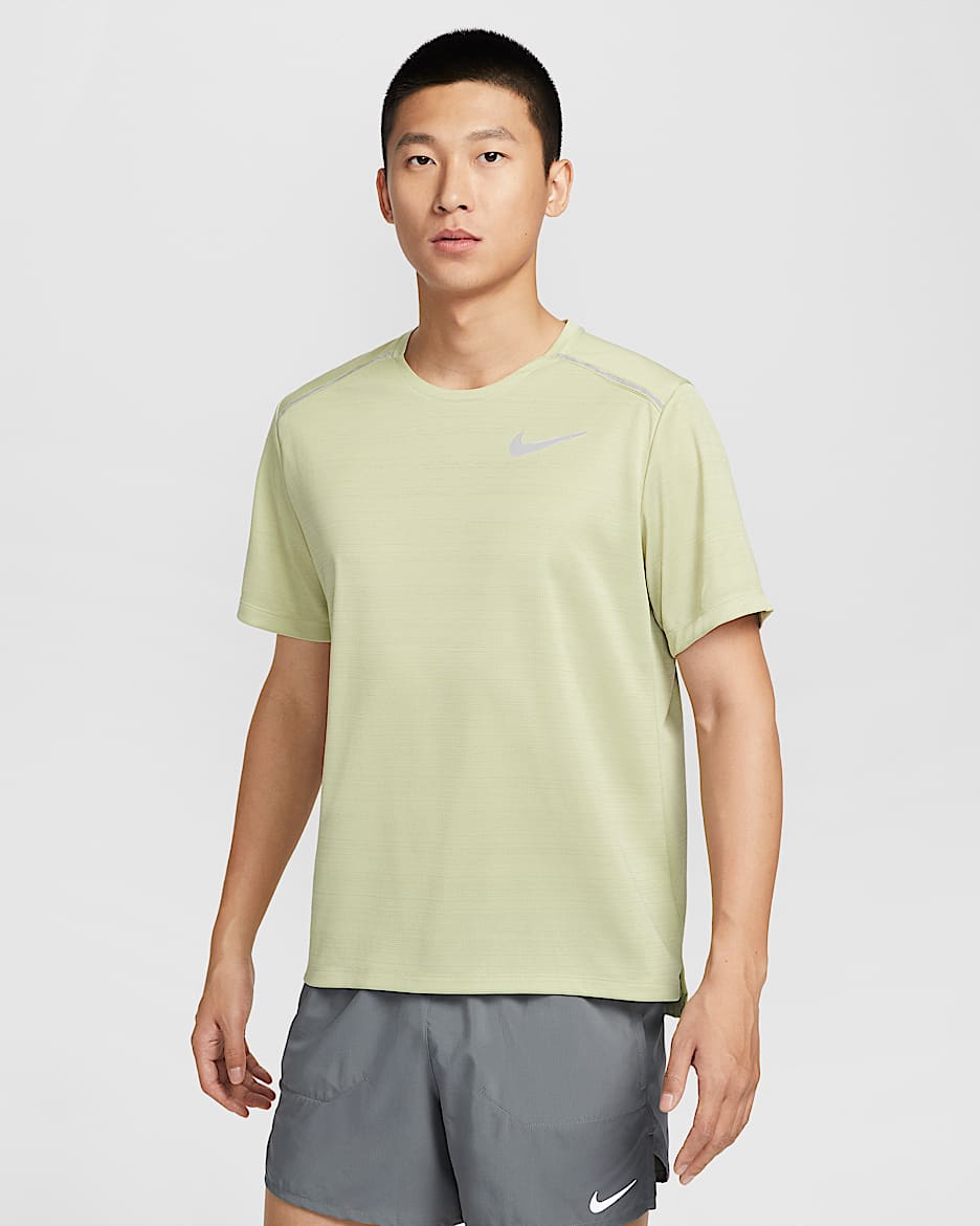 ナイキ Dri-FIT マイラー メンズ ショートスリーブ ランニングトップ - オリーブオーラ