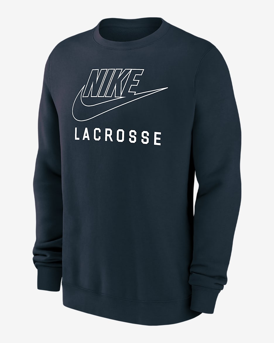 Sudadera de cuello redondo sin cierre de lacrosse para hombre Nike Swoosh Club Fleece - Trueno azul