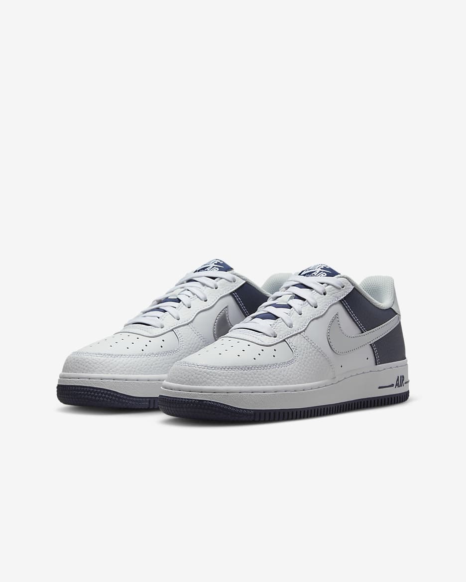 Nike Air Force 1 LV8 Older Kids' Shoes - White/Midnight Navy/Pure Platinum/Metallic Silver