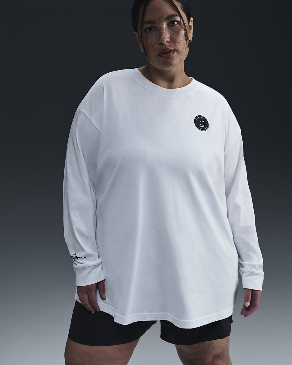 Playera de básquetbol de manga larga para mujer (talla grande) Sabrina - Blanco cumbre