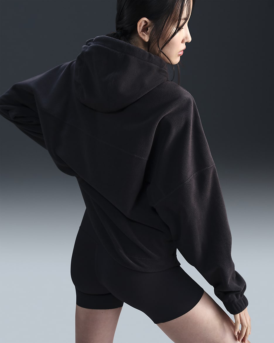 Felpa pullover oversize in fleece con cappuccio Therma-FIT Nike One – Donna - Nero/Bianco