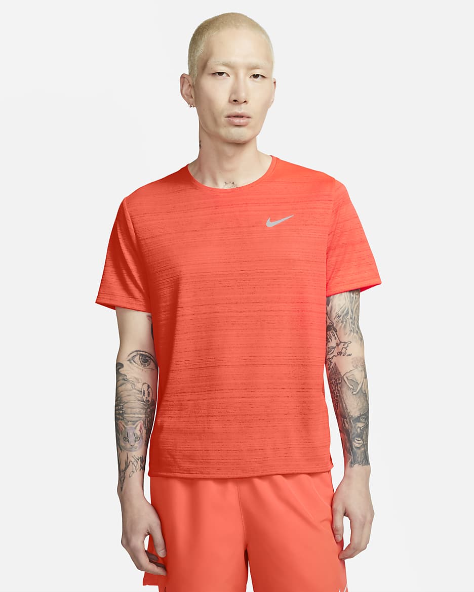 Nike Dri-FIT Miler Men's Running Top - Bright Crimson/Black