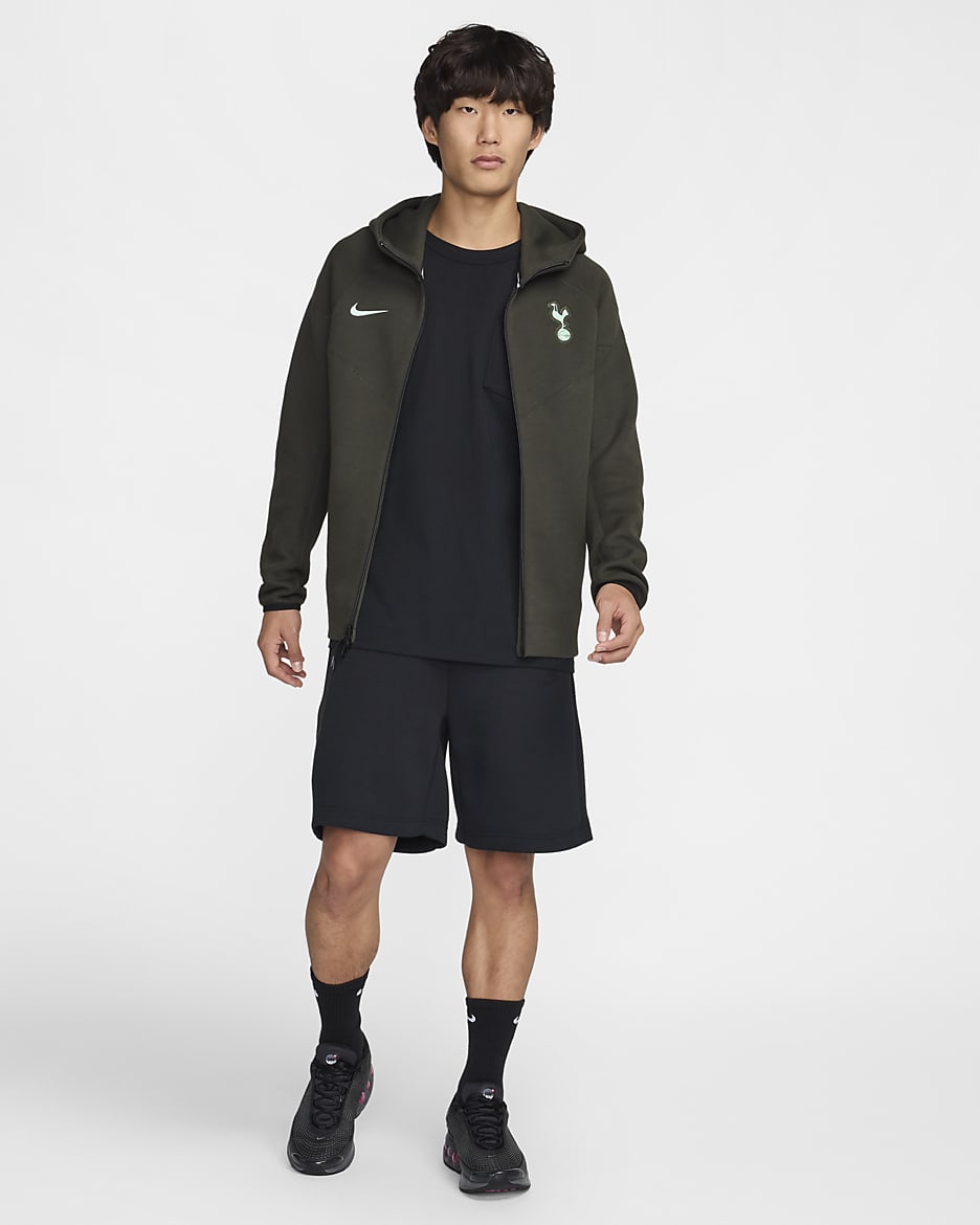 Męska kurtka piłkarska z zamkiem na całej długości Nike Tottenham Hotspur Tech Fleece Windrunner (wersja trzecia) - Sequoia/Enamel Green