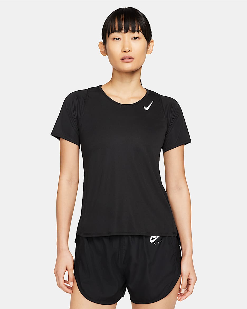 ナイキ Dri-FIT レース ウィメンズ ショートスリーブ ランニングトップ - ブラック