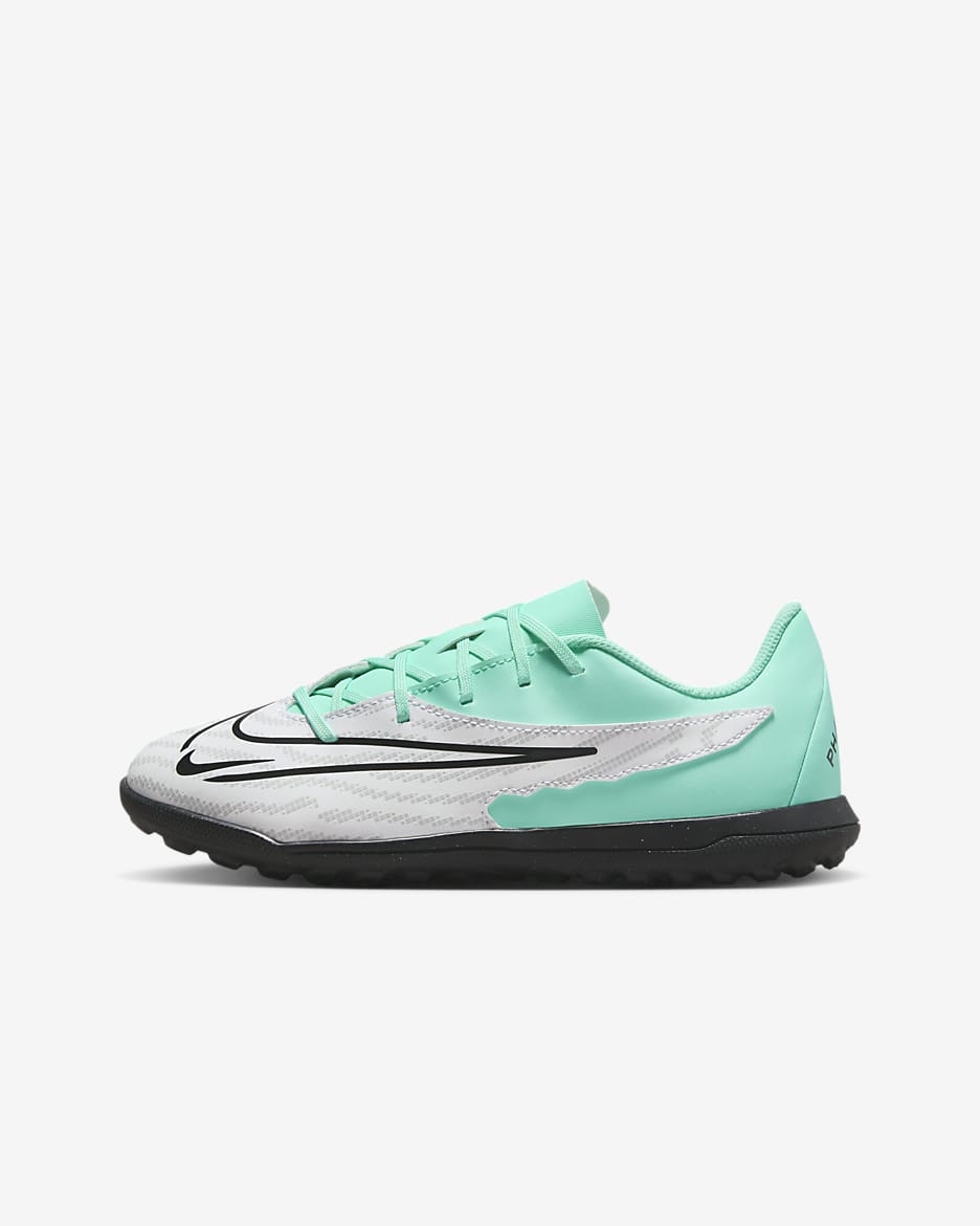 รองเท้าฟุตบอลเด็กโตไม่หุ้มข้อสำหรับพื้นสนามหญ้าเทียมสั้น Nike Jr. Phantom GX Club - Hyper Turquoise/Fuchsia Dream/ขาว/ดำ