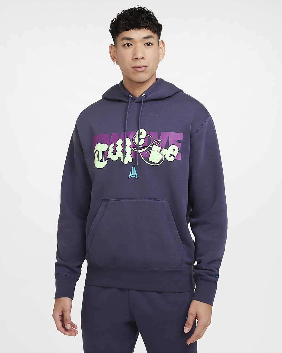 Sudadera con gorro de básquetbol de tejido Fleece para hombre Ja - Pasa oscuro/Azul báltico