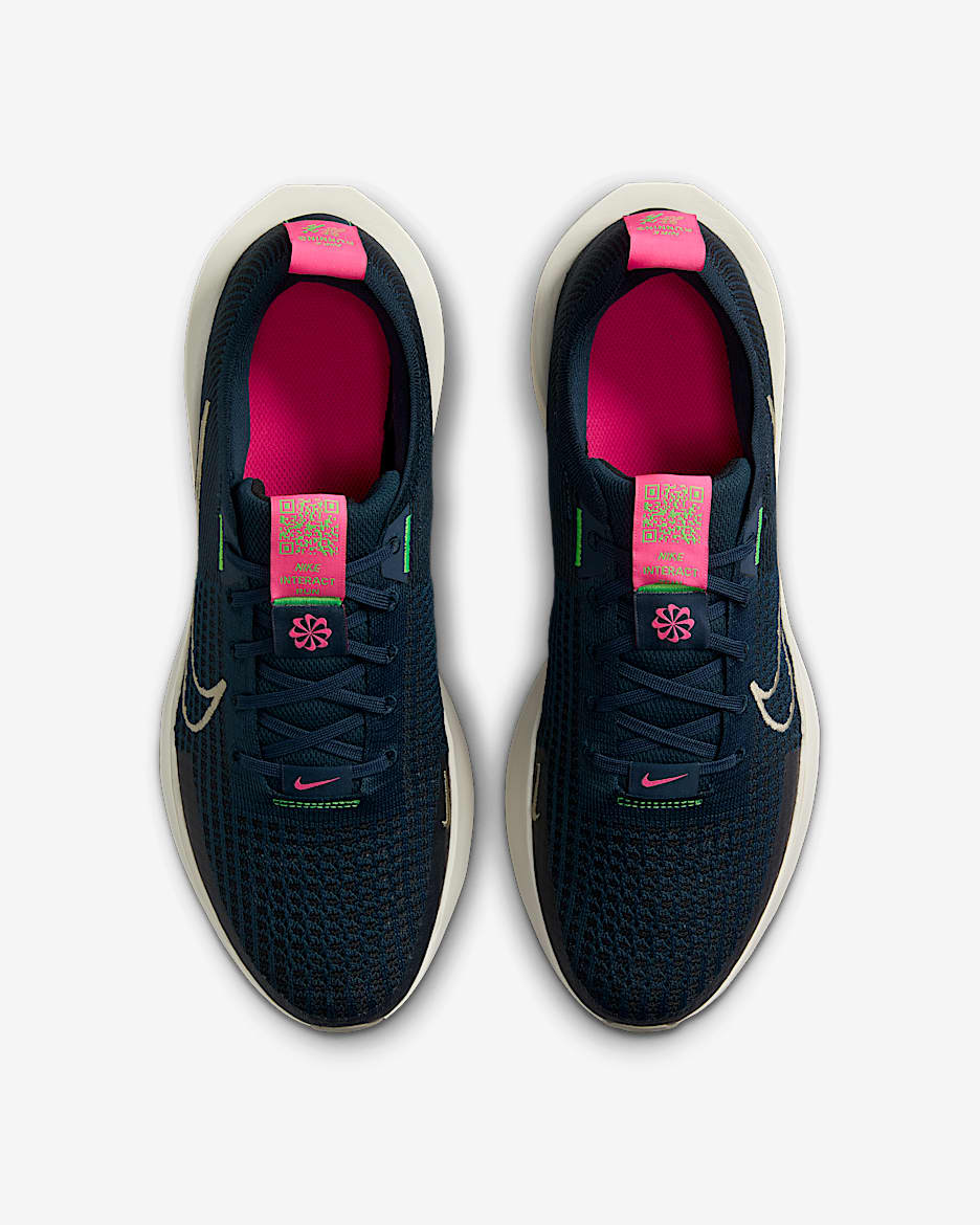 Nike Interact Run Men's Road Running Shoes - Armoury Navy/Hyper Pink/Pale Ivory/Desert Khaki