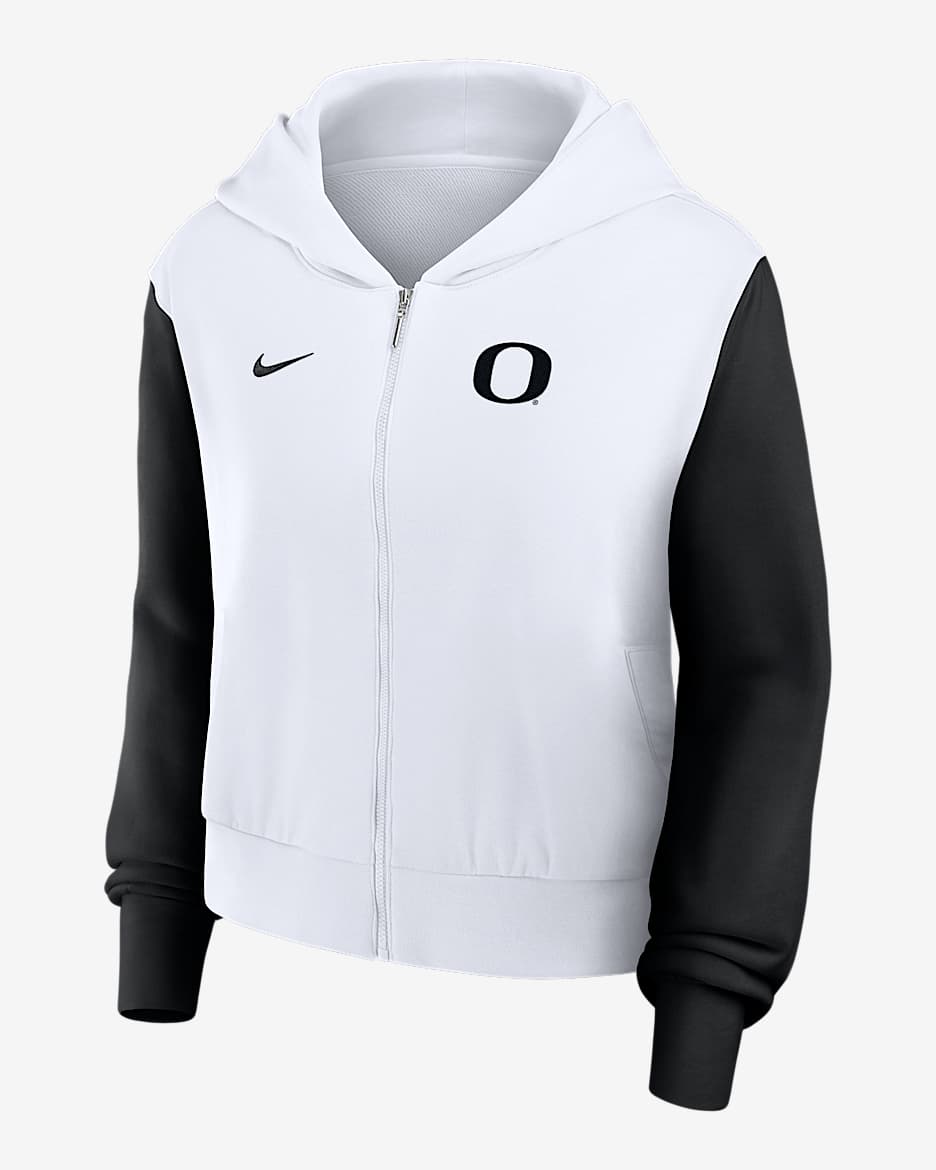 Oregon Athletic Prep Colorblocked Script Women’s Nike College Full-Zip Hoodie - White