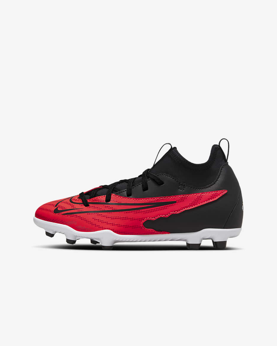 Nike Jr. Phantom GX Club Older Kids' Multi-Ground High-Top Football Boot - Bright Crimson/White/University Red/Black