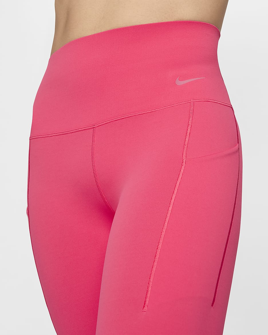 Nike Universa Leggings in voller Länge mit Taschen, mittlerem Halt und hohem Bund für Damen - Aster Pink/Schwarz