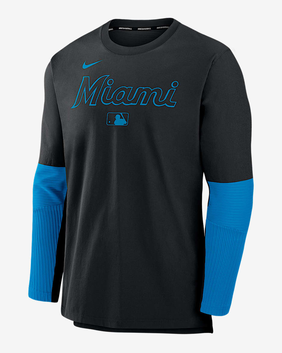 Miami Marlins Authentic Collection Player Men's Nike Dri-FIT MLB Pullover Sweatshirt - Black