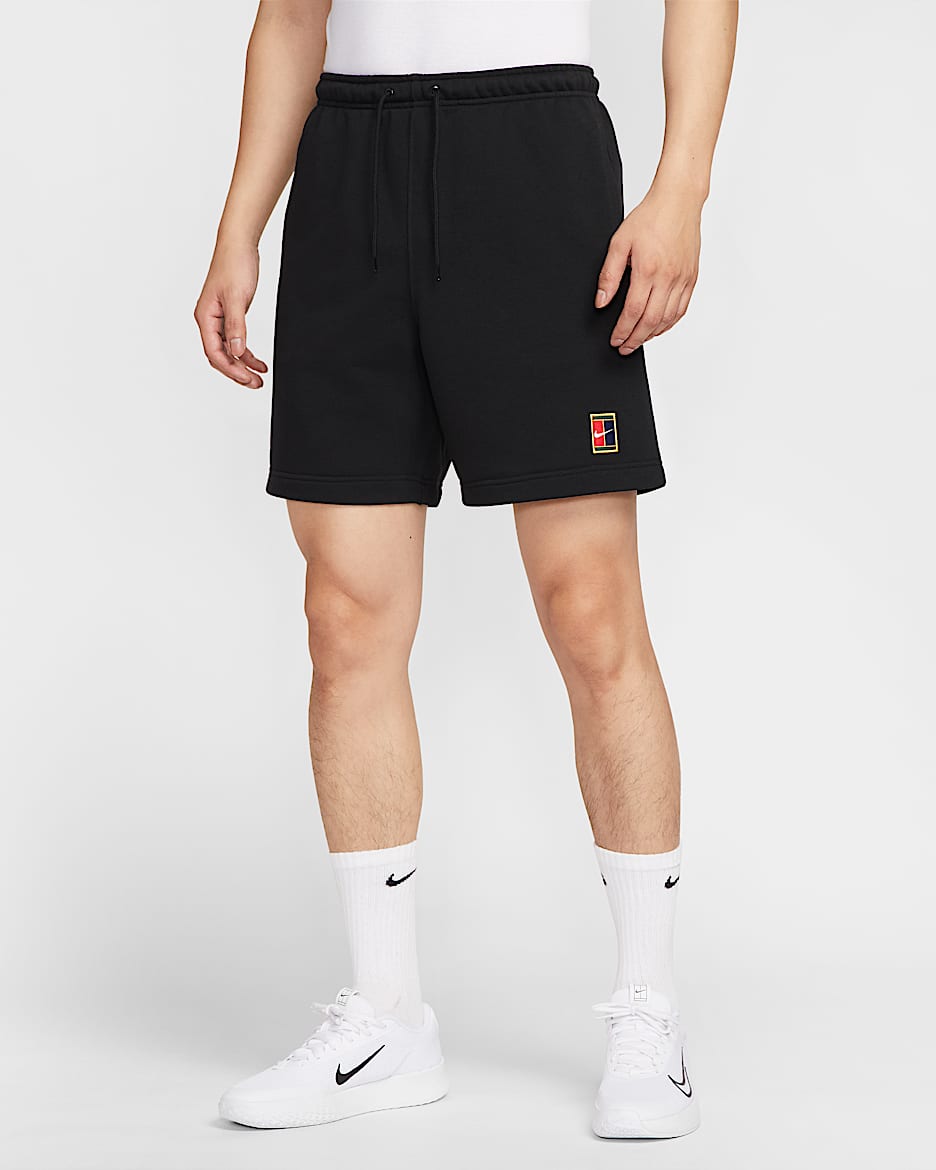 NikeCourt Heritage 男款 Dri-FIT Fleece 網球短褲 - 黑色
