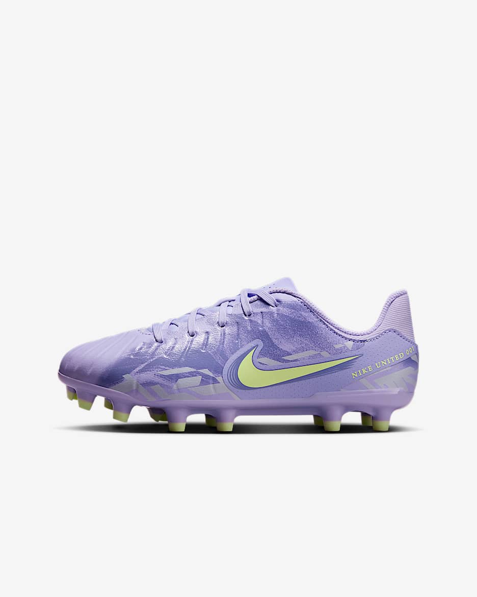 Scarpa da calcio a taglio basso MG Nike United Jr. Tiempo Legend 10 Academy – Ragazzo/a - Purple Agate/Barely Volt
