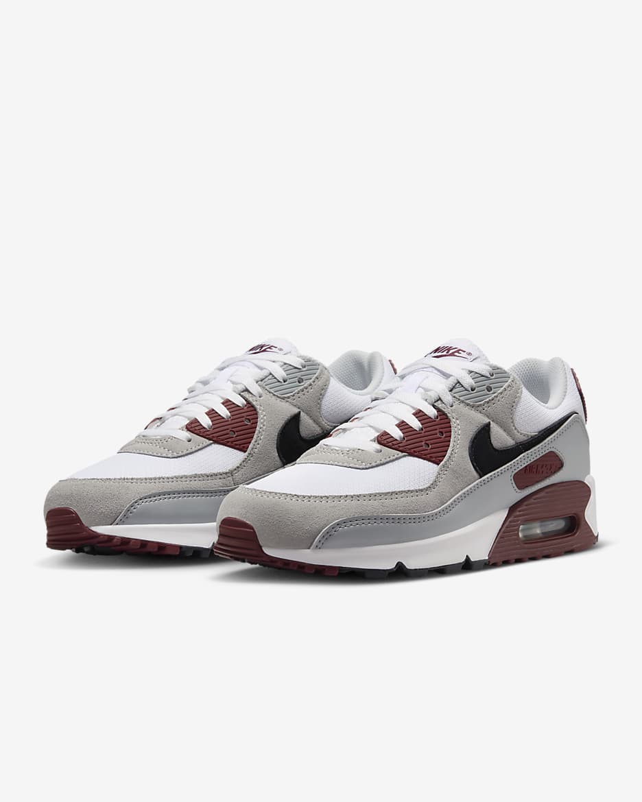 Calzado para hombre Nike Air Max 90 - Blanco/Rojo team oscuro/Platino puro/Negro