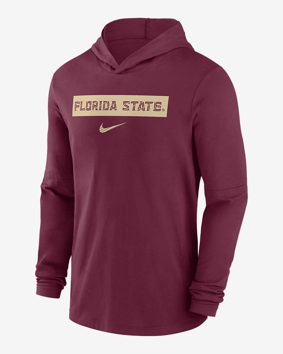 Florida State Seminoles Sideline Men's Nike Dri-FIT College Long-Sleeve Hooded Top - Garnet