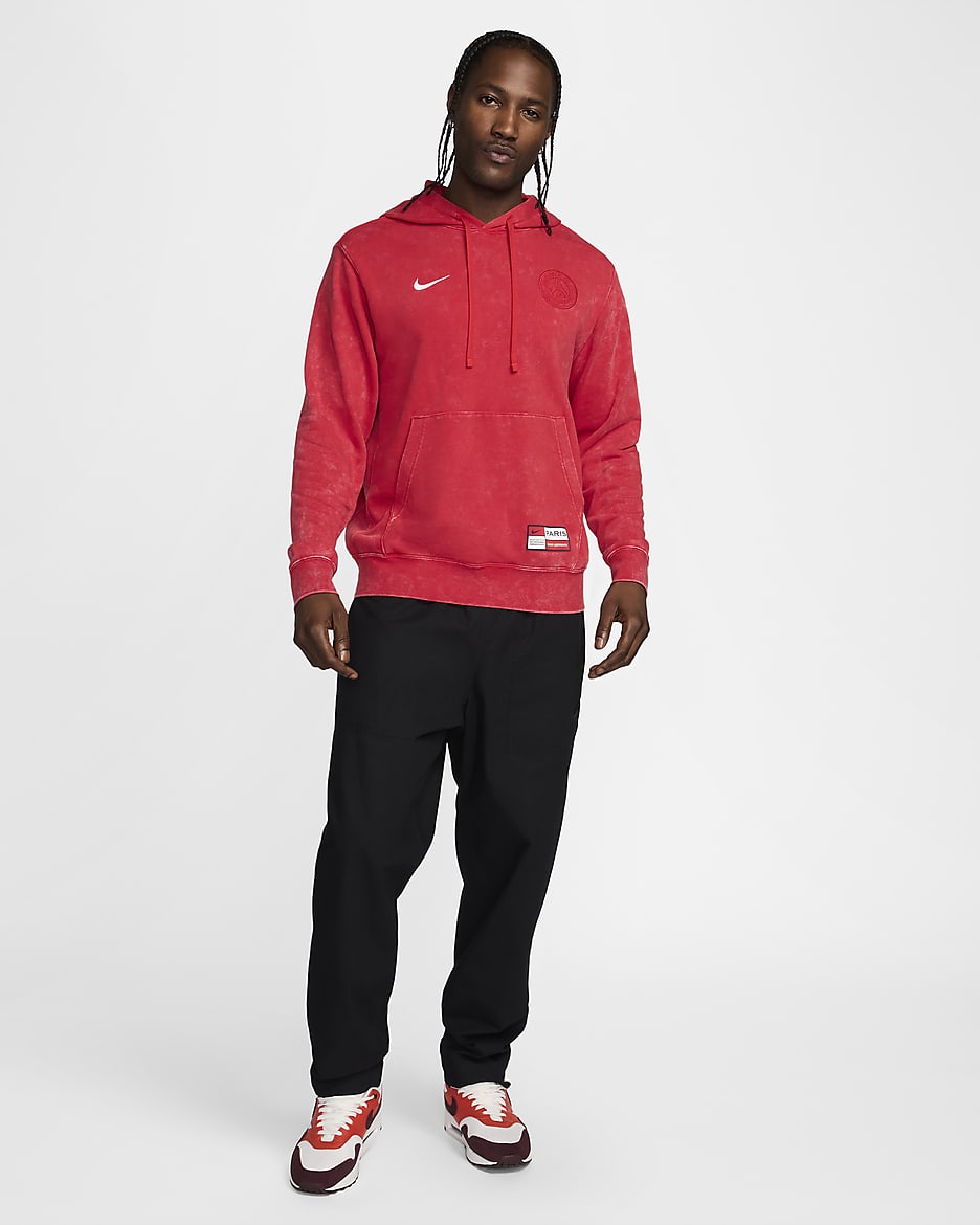 Paris Saint-Germain Club Men's Nike Soccer French Terry Pullover Hoodie - University Red/White