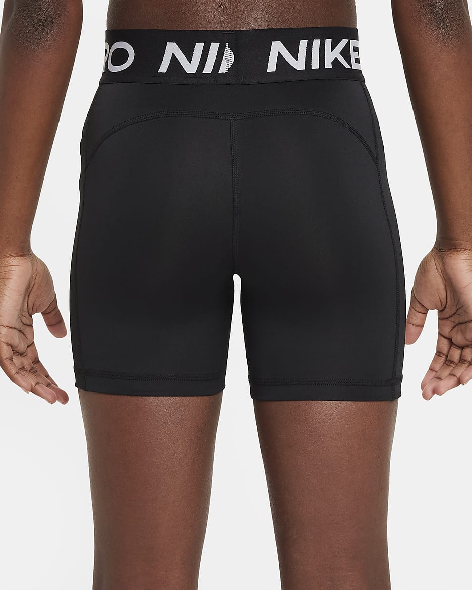 Short Nike Pro pour ado (fille) - Noir/Blanc