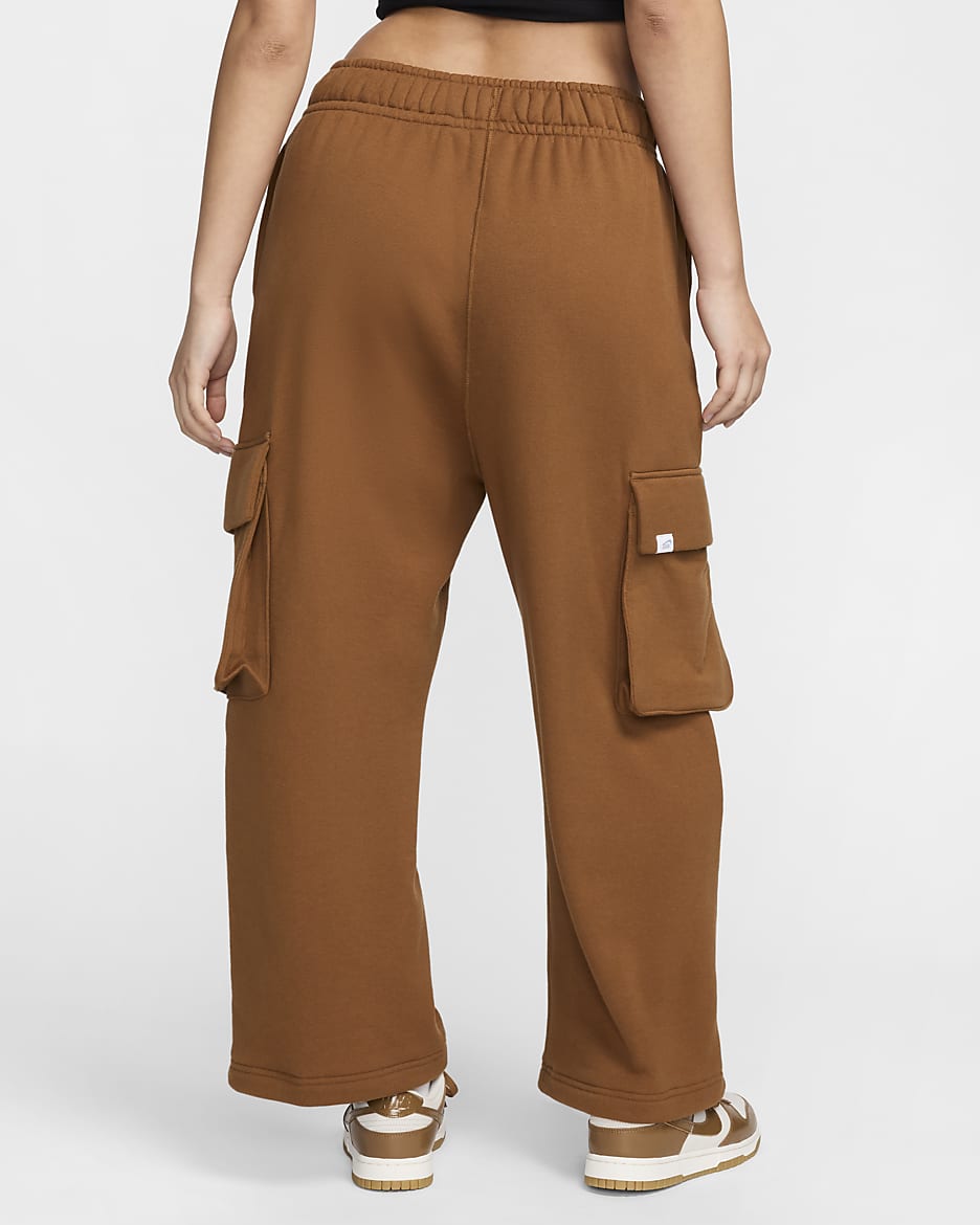 Nike Sportswear Women's Low-Rise Oversized French Open-Hem Terry Pants - Light British Tan/Black