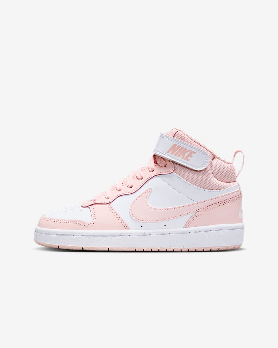 Nike Court Borough Mid 2 Big Kids' Shoes - White/Echo Pink
