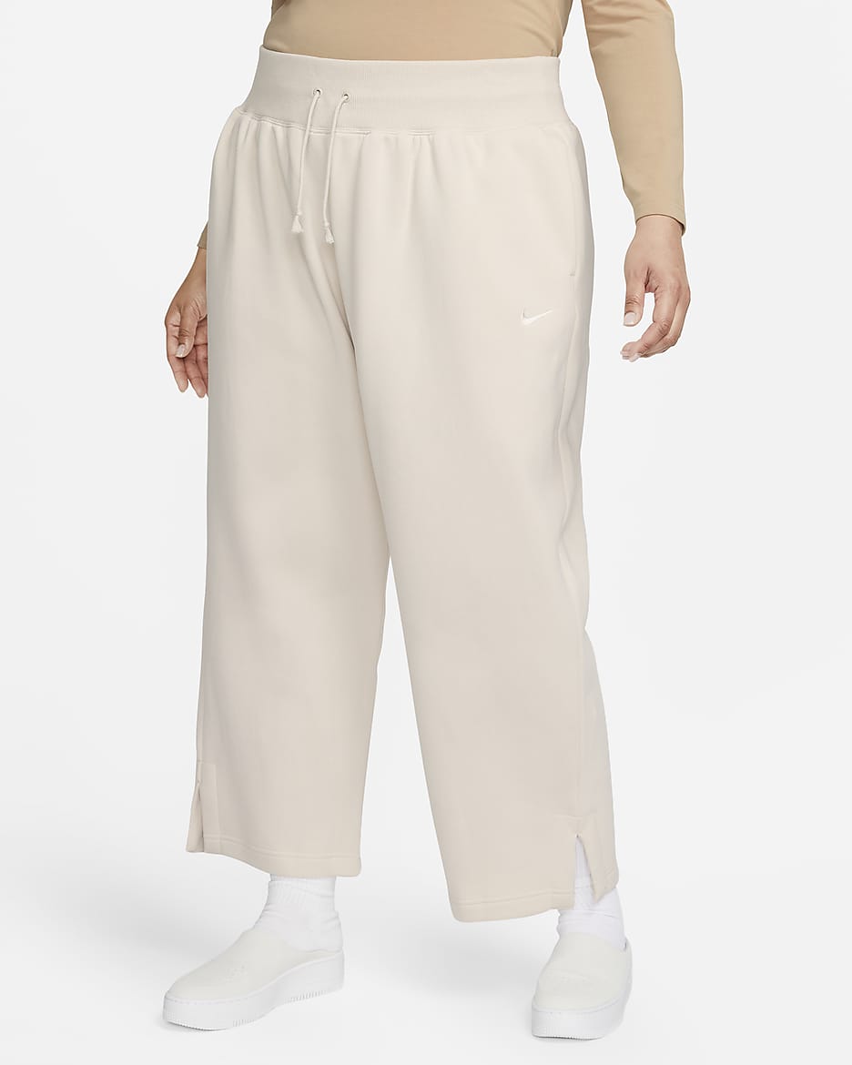 Pantalon de survêtement à taille haute et coupe ample au niveau des jambes Nike Sportswear Phoenix Fleece pour femme (grande taille) - Light Orewood Brown/Sail