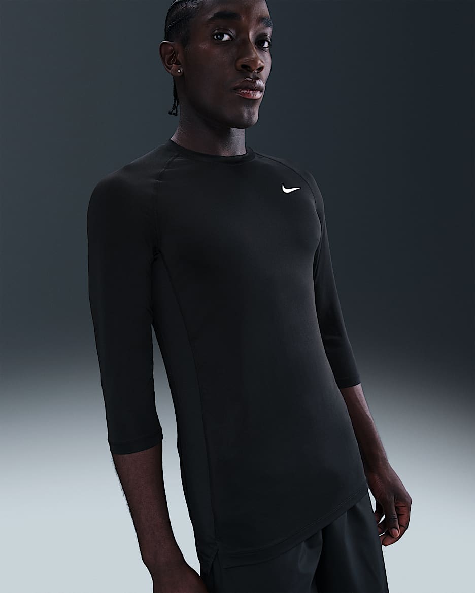 Nike Men's Dri-FIT 3/4-Sleeve Baseball Top - Black/White