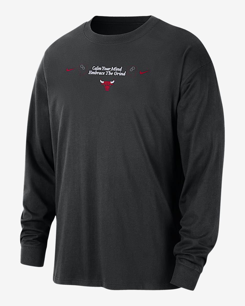 Playera de manga larga Nike de la NBA Max90 para hombre Chicago Bulls Courtside - Negro