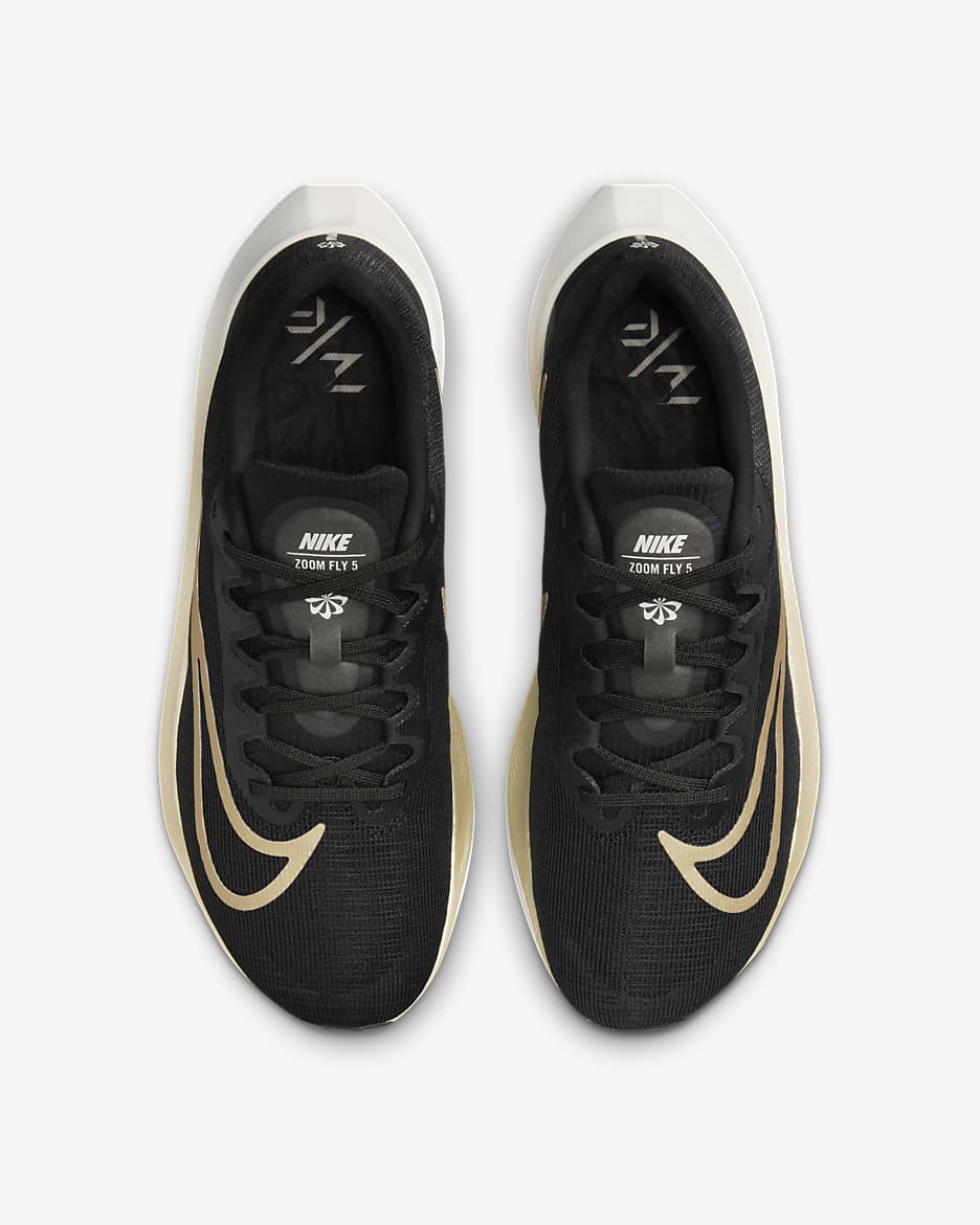 Nike Zoom Fly 5 Men's Road Running Shoes - Black/Sail/Metallic Gold Grain