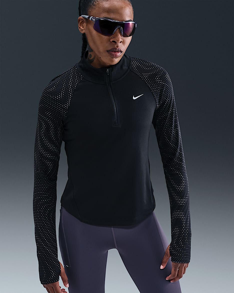 Nike Tempo Flash Part superior de running amb cremallera d'un quart Dri-FIT - Dona - Negre
