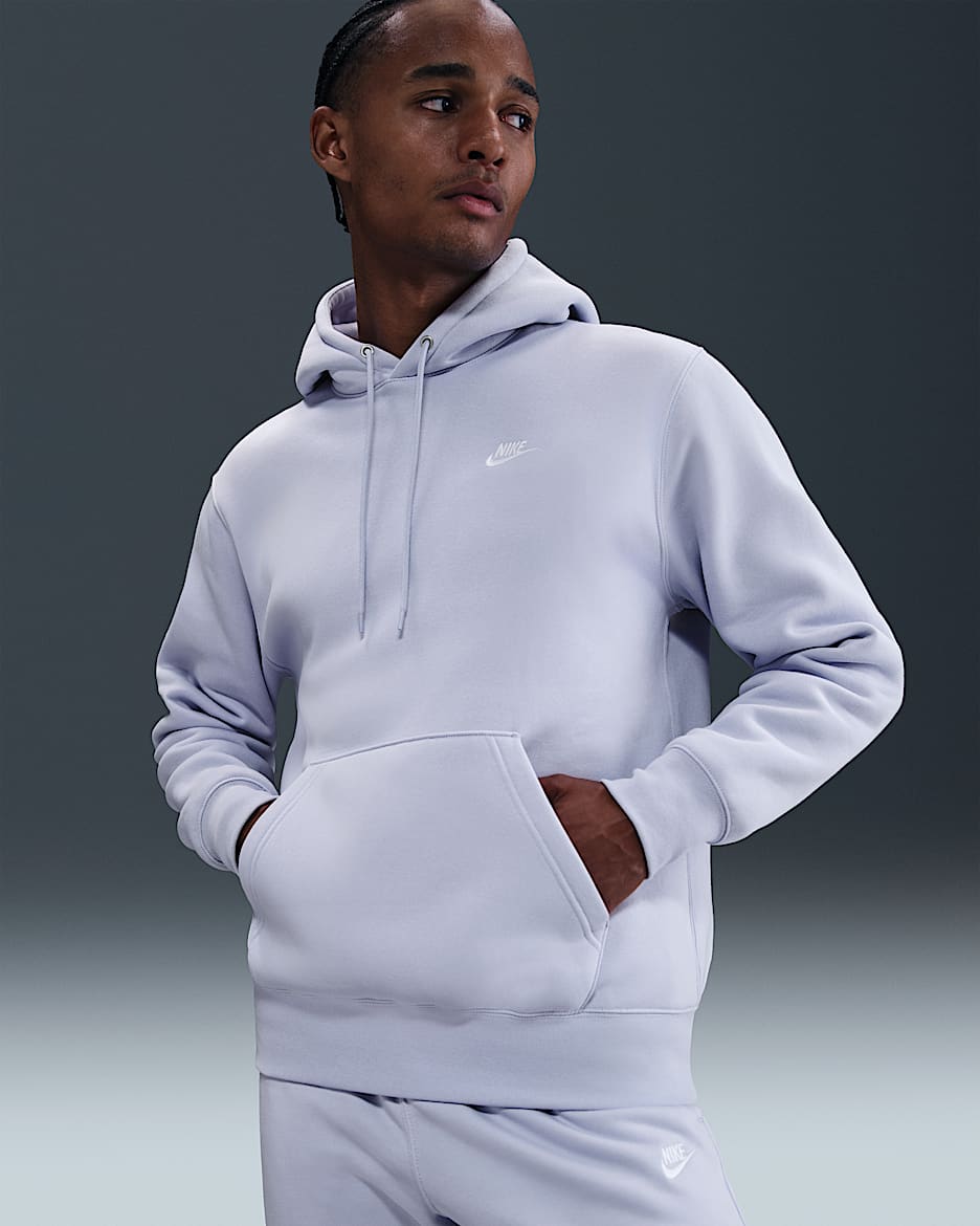 Sweat à capuche en Fleece Nike Club pour homme - Ghost/Ghost/Blanc