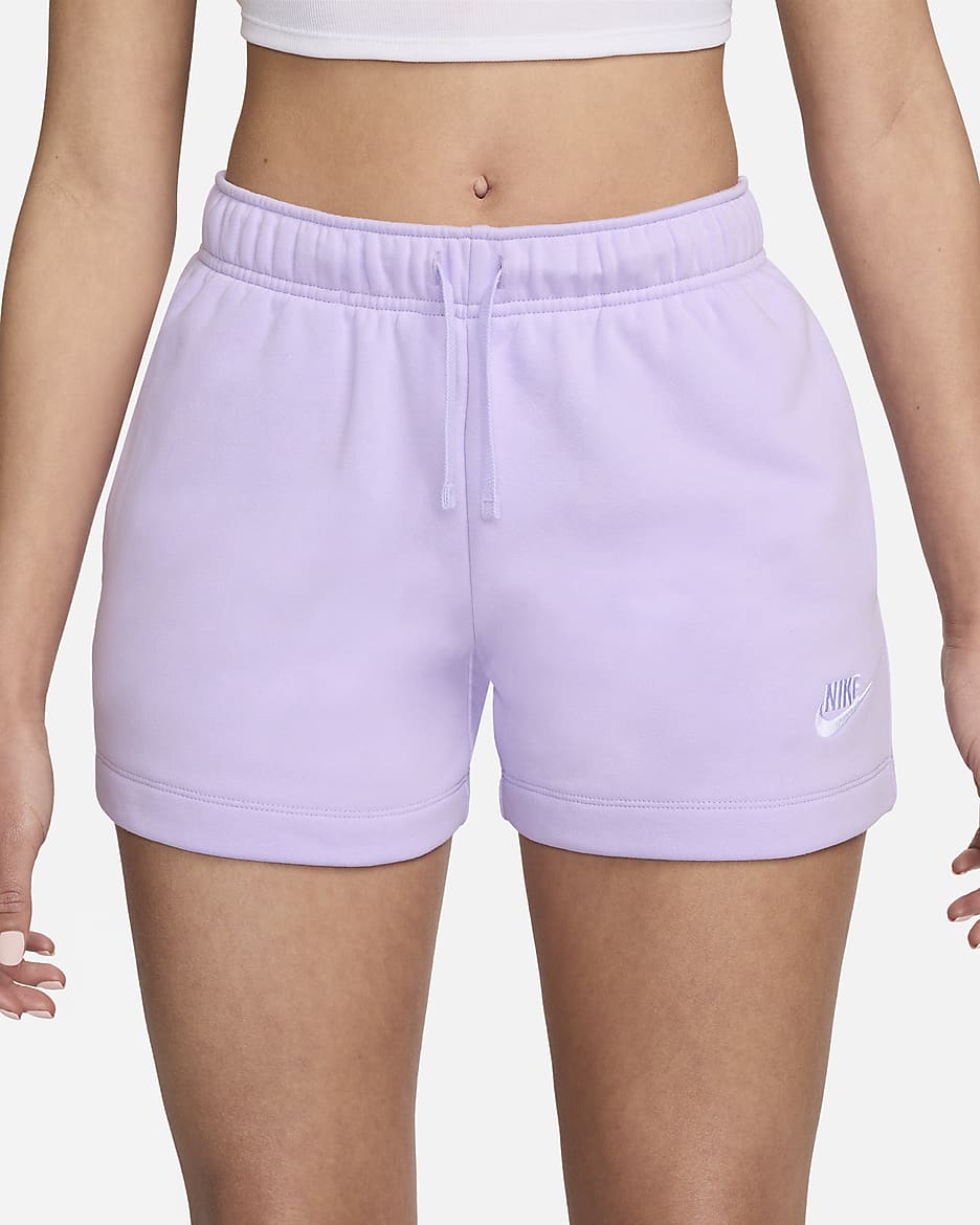 Nike Sportswear Club Fleece Women's Mid-Rise Shorts - Violet Mist/White