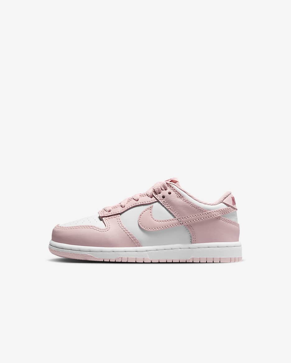 Nike Dunk Low Little Kids' Shoes - White/Pomegranate/Pink Glaze