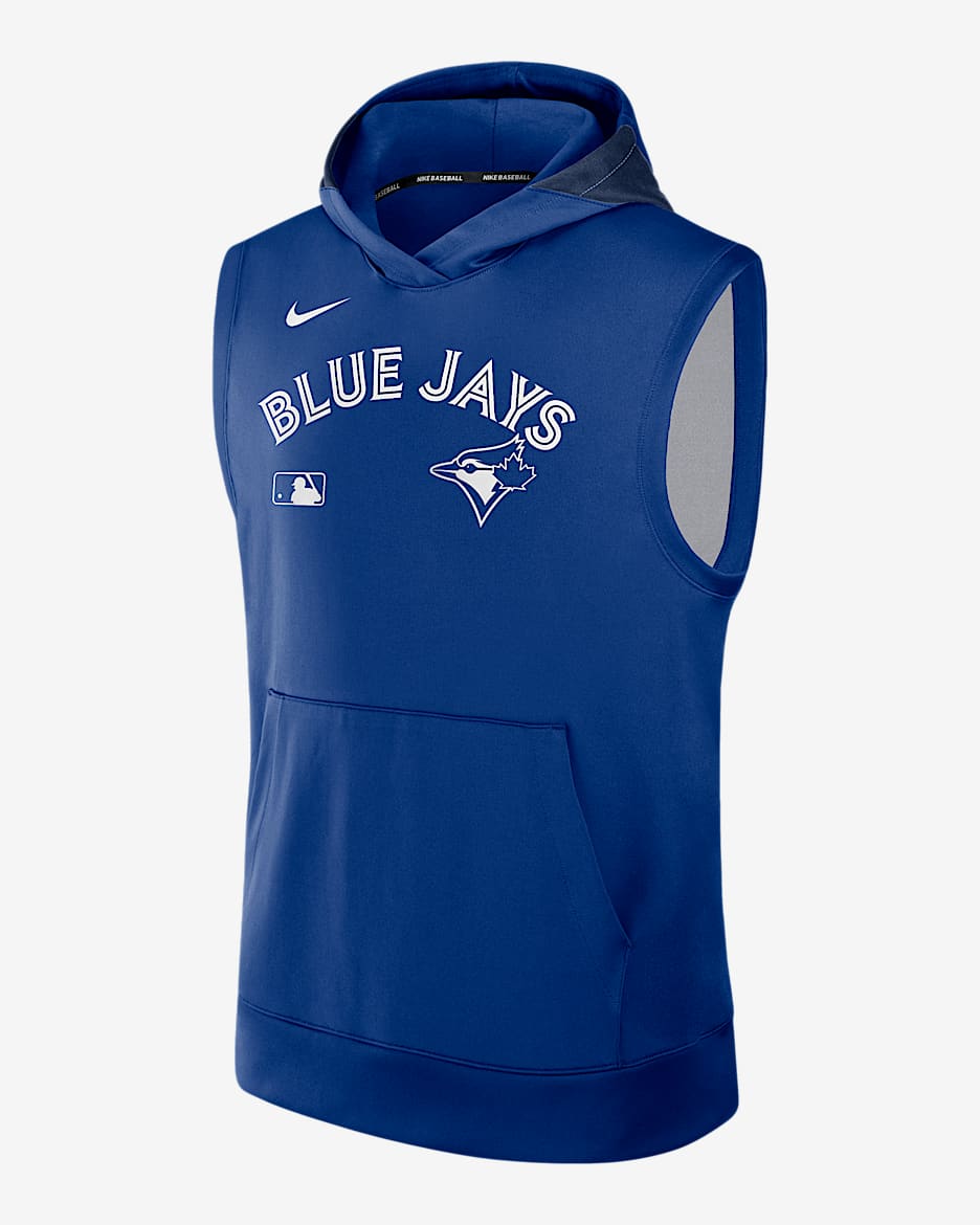 Sudadera con gorro sin cierre ni mangas Nike Dri-FIT de la MLB para hombre Toronto Blue Jays Authentic Collection - Royal