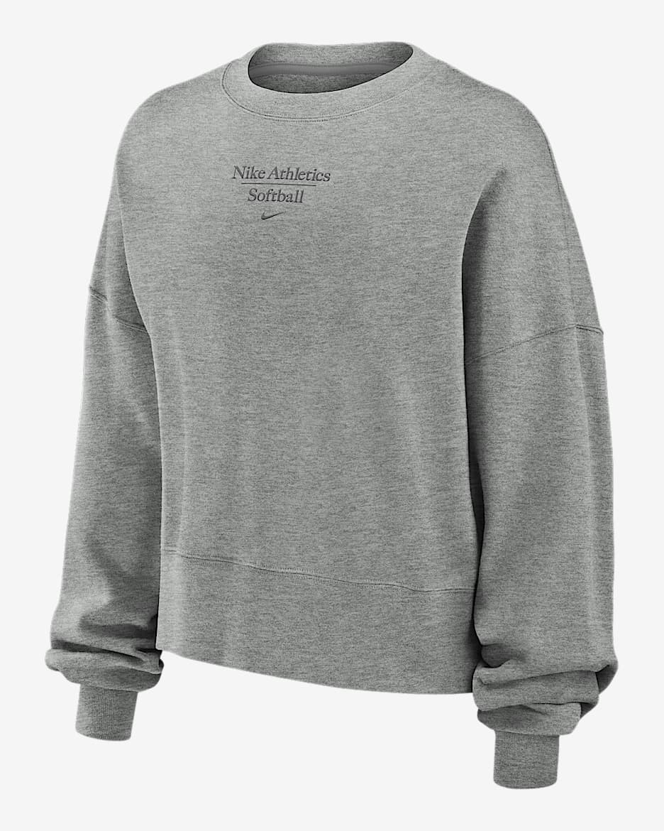 Nike Phoenix Fleece Women's Softball Crew-Neck Sweatshirt - Dark Grey Heather