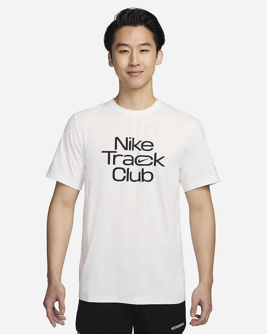 Nike Track Club Men's Dri-FIT Short-Sleeve Running Top - Summit White/Black