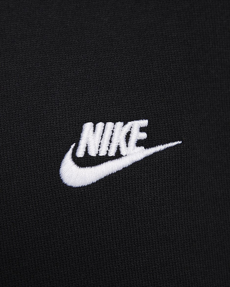 Nike Club Fleece Men's Oversized French Terry Pullover Hoodie - Black/Black/White