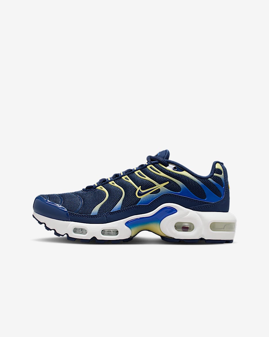 Nike Air Max Plus Older Kids' Shoes - Midnight Navy/Soft Yellow/Hyper Royal/Midnight Navy