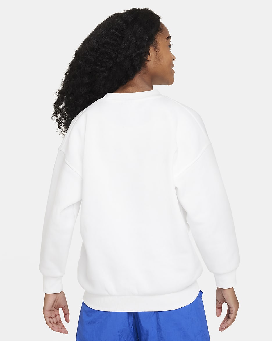 Nike Sportswear Club Fleece Big Kids' Oversized Sweatshirt - White/Black