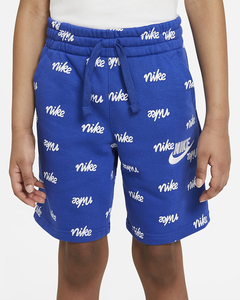 Nike Sportswear Big Kids' (Boys') Fleece Printed Shorts - Game Royal/White