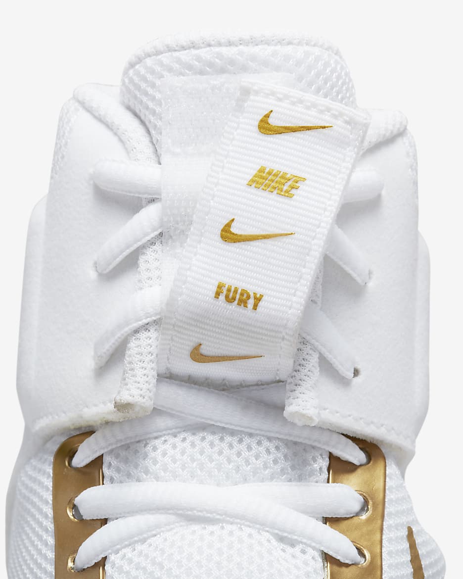 Nike Fury Wrestling Shoes - White/Cool Grey/Metallic Gold