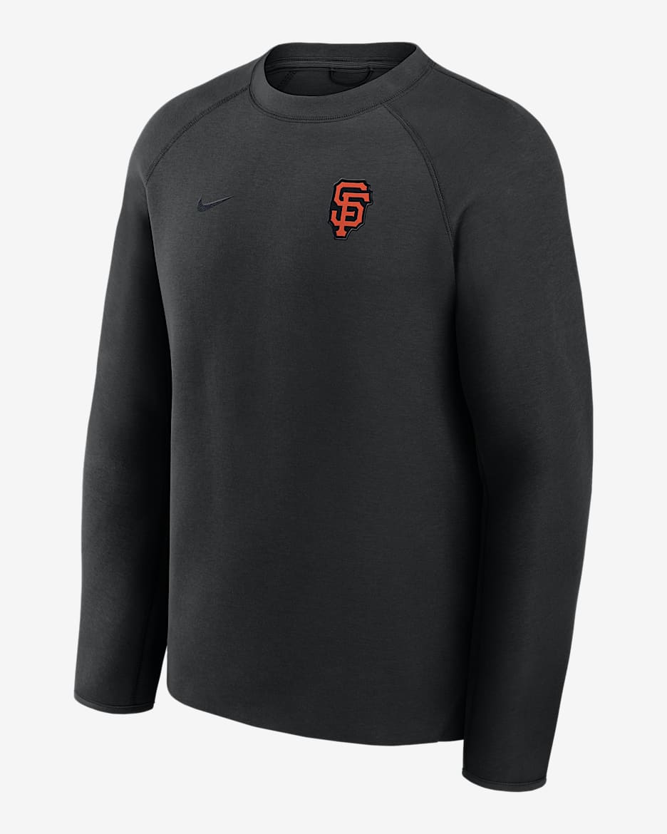San Francisco Giants Tech Fleece Men's Nike MLB Pullover Crew - Black