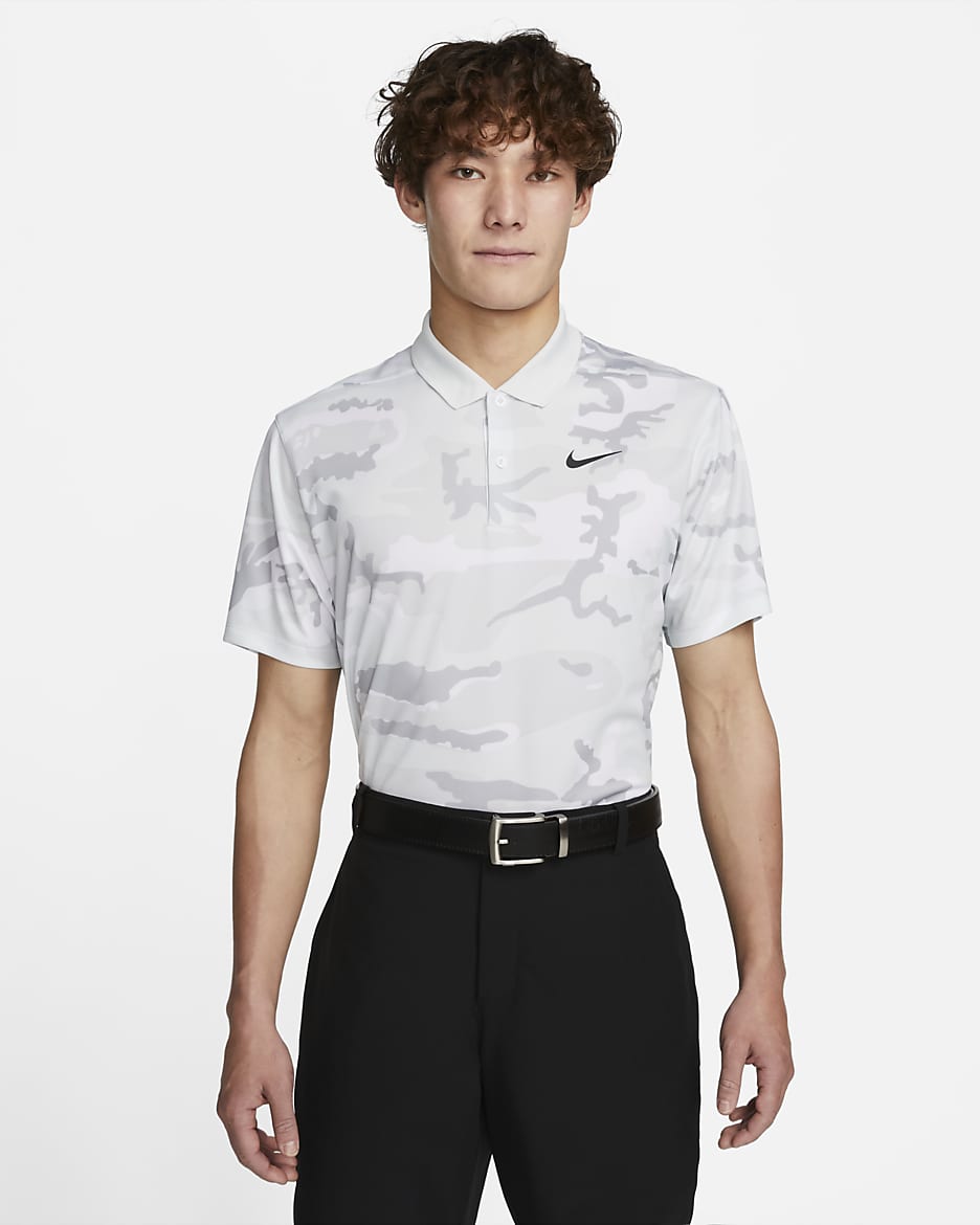 Nike Dri-FIT Victory+ Men's Camo Golf Polo - Photon Dust/Summit White/Black