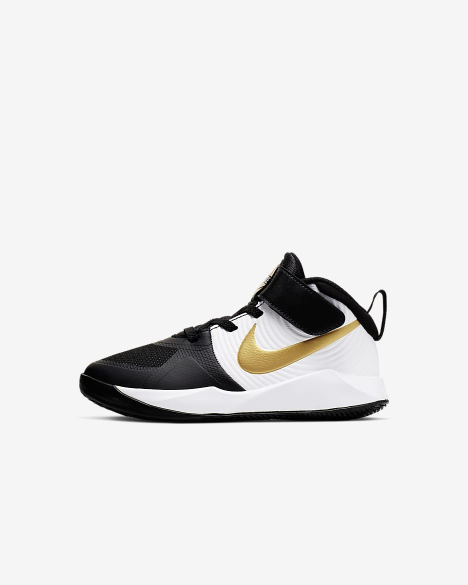 รองเท้าเด็กเล็ก Nike Team Hustle D 9 - ดำ/ขาว/Metallic Gold