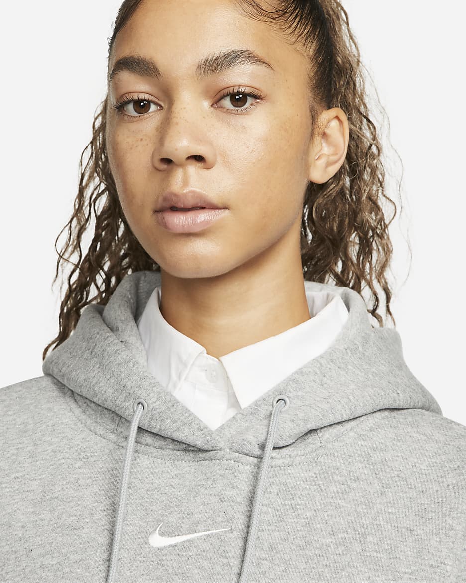 Nike Sportswear Phoenix Fleece Women's Pullover Hoodie - Dark Grey Heather/Sail